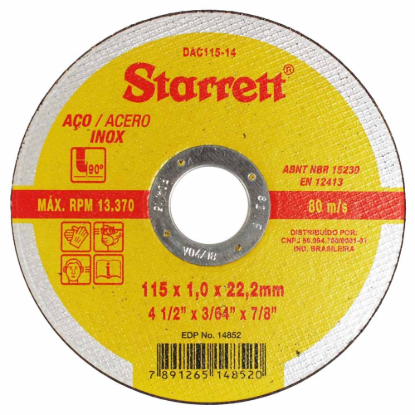 Imagem de DISCO CORTE INOX 4 1/2 X 3/64 X 7/8